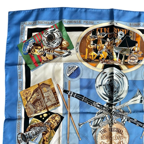 Authentic HERMES 100% Silk Square Scarf 90cm “New Orleans Creole Jazz” - Picture 7 of 15